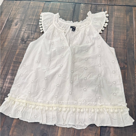 J. Crew Tops - J. Crew White Eyelet Blouse with Ruffles